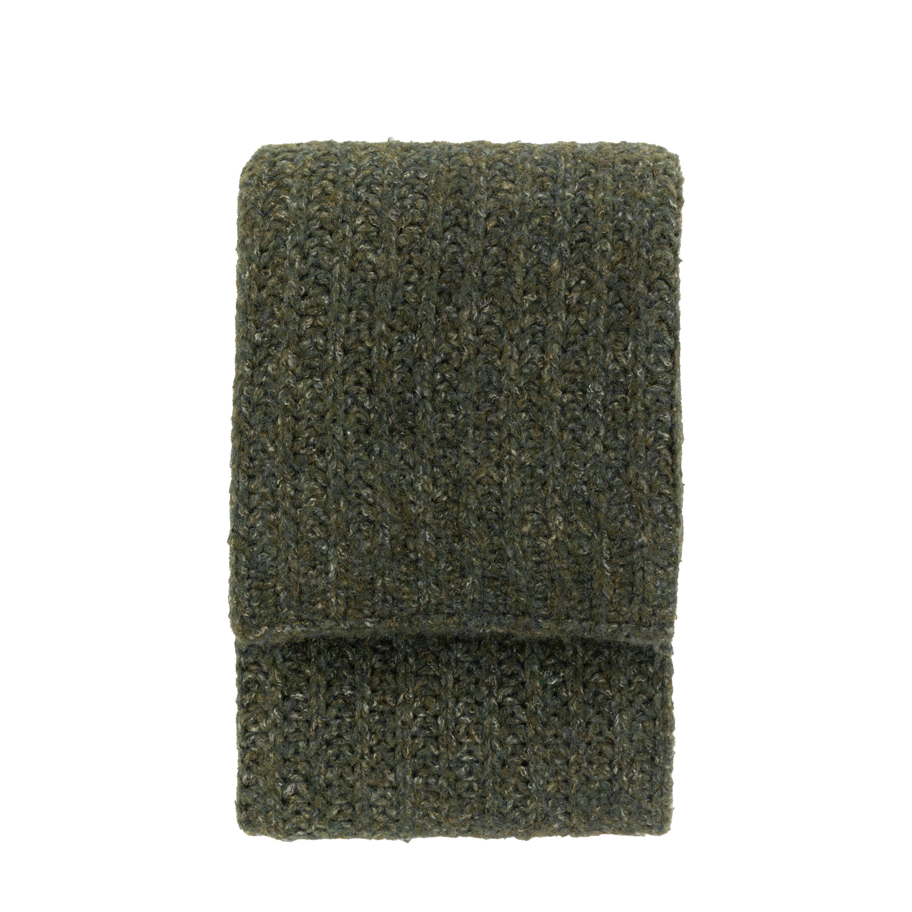 Luxury Melange Knit Khaki Green Throw